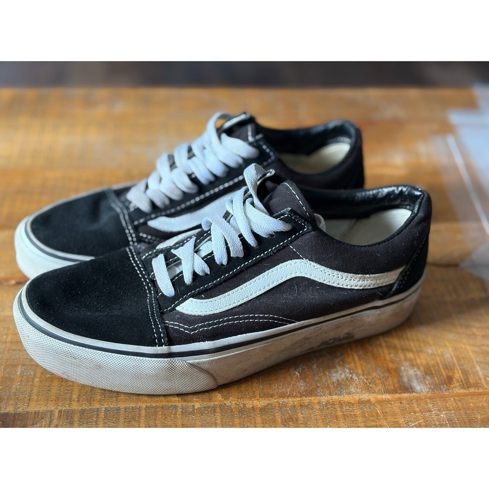 VANS OLD SKOOL BLACK/WHITE LOW SUEDE CANVAS CLASSIC SZ. 7 Casual Skating‎